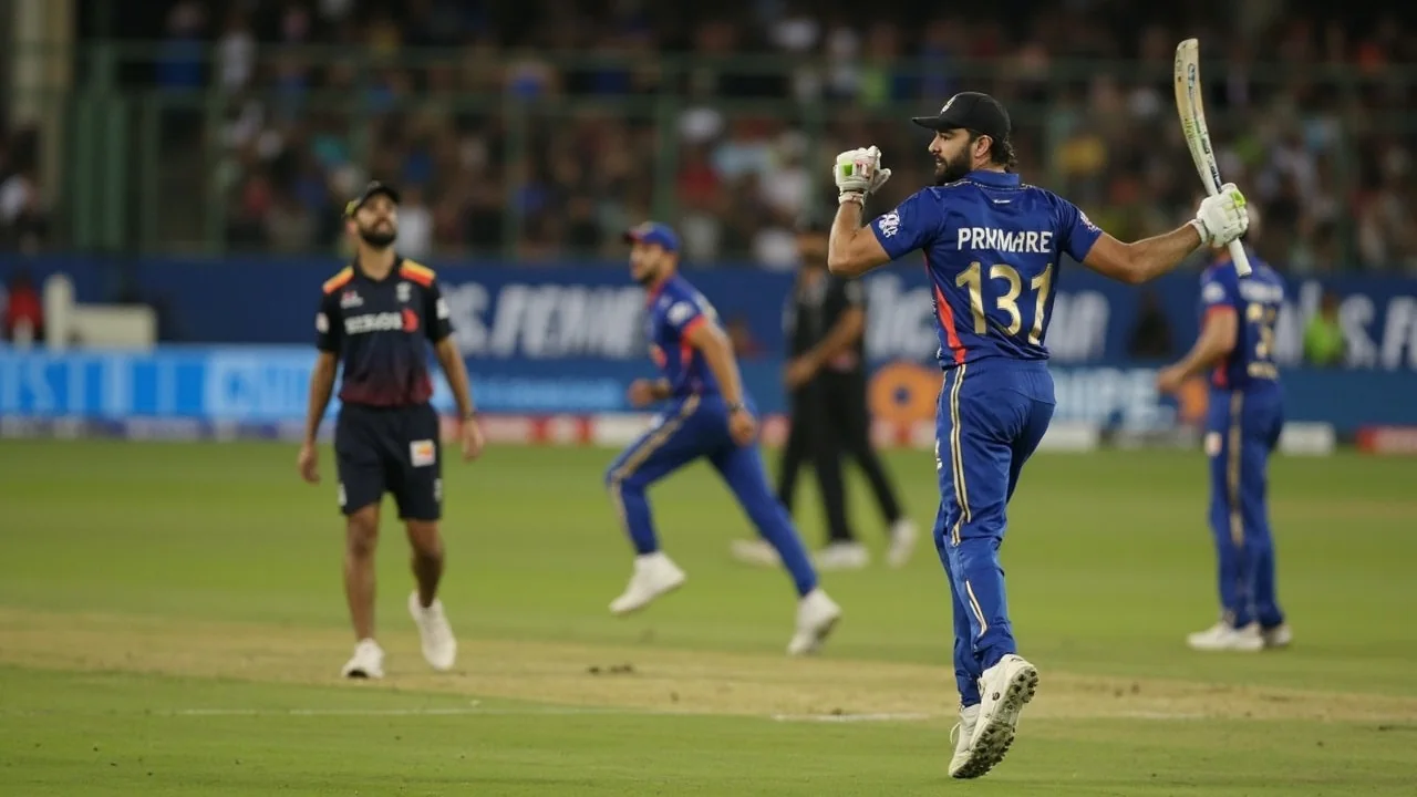 Medium tactical scene of a fielding captain setting the ring during a T20 match, with fielders repositioning at the back end of an innings