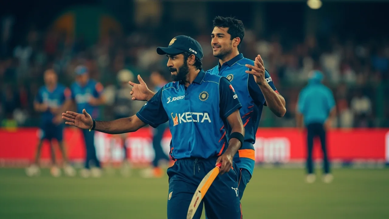 Medium tactical scene of a Twenty20 captain setting a field on a Harare surface during the India-Zimbabwe series in July 2026